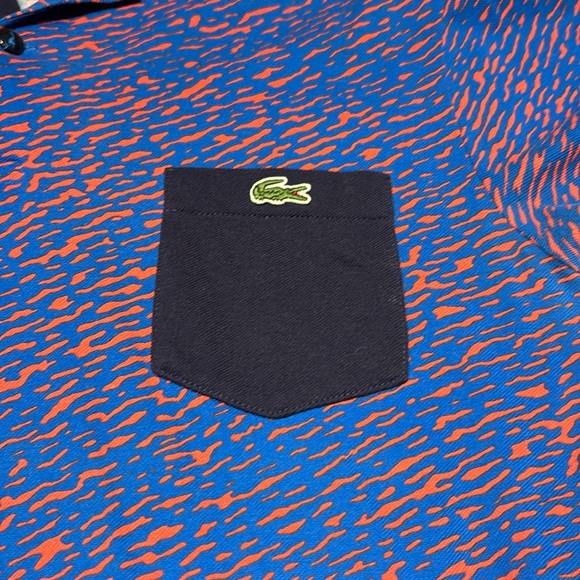 Men’s Lacoste polo with blue and orange design - Picture 3 of 4